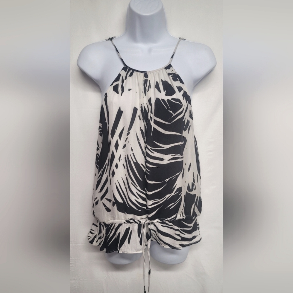 Parker M 100% Silk M Spaghetti Strap Lined Drawstring Waist Animal Print EUC